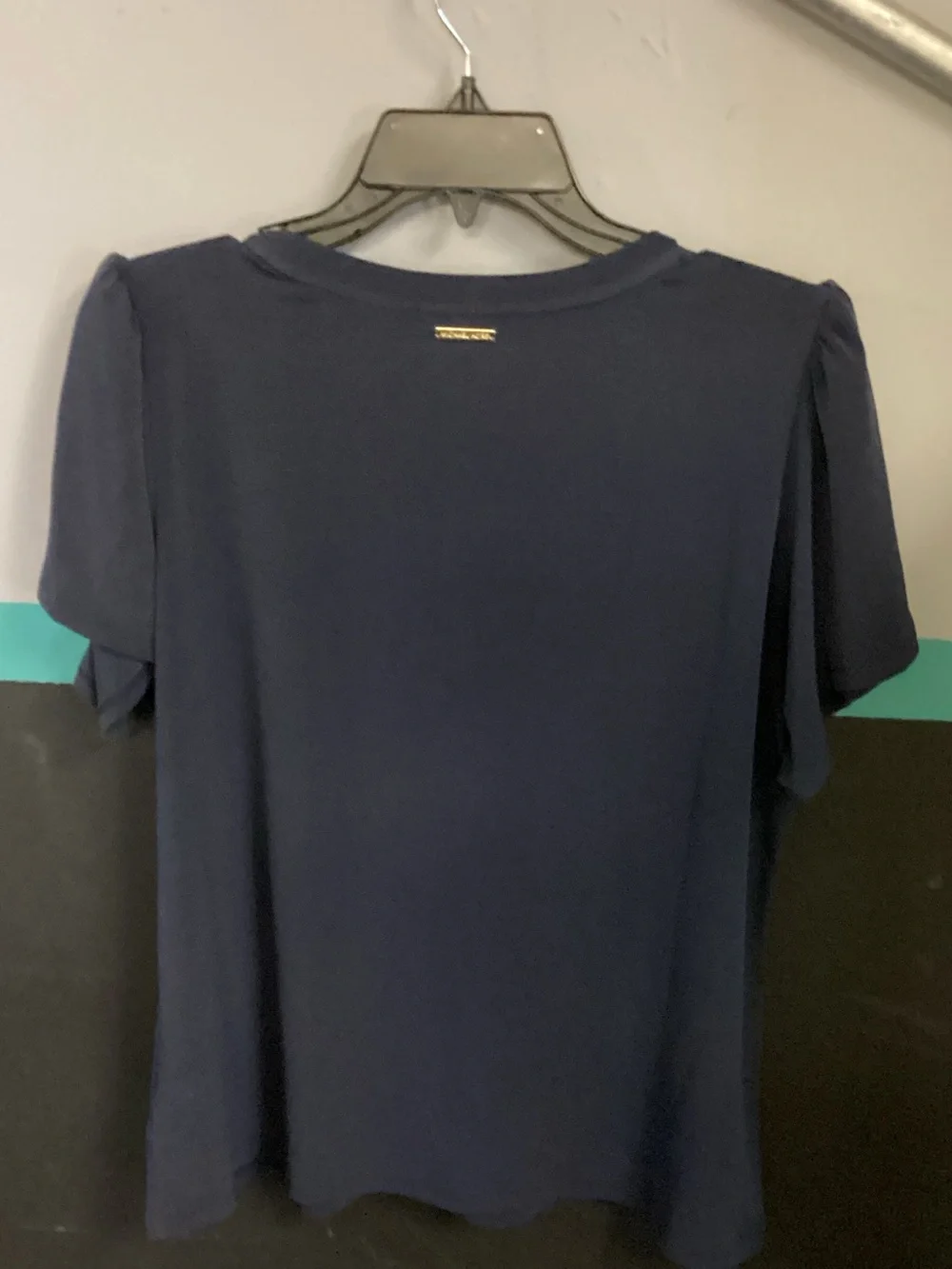 Michael Kors Navy Ruffle Sleeve Knit Top